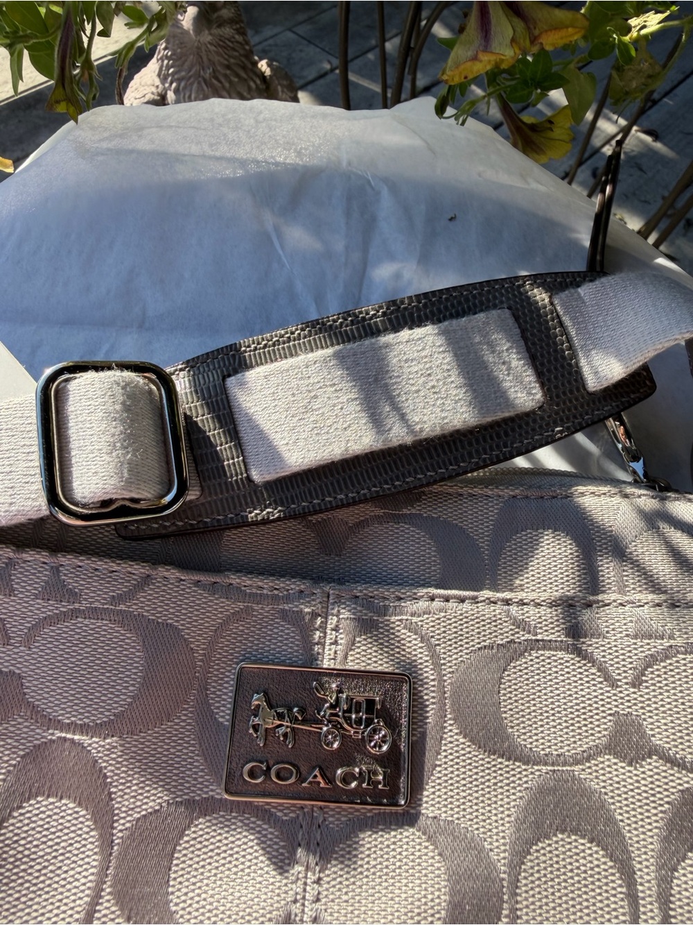 COACH signature Messenger Bag in Light Gray NWT